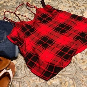 Juniors medium NOBO buffalo plaid tank NWT
